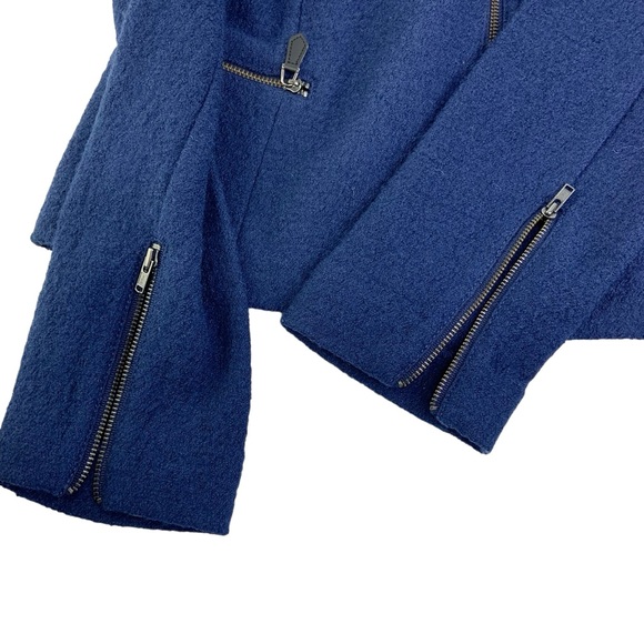 Talbots Asymmetrical Zip Front Blazer Jacket in Navy Blue - Picture 4 of 6